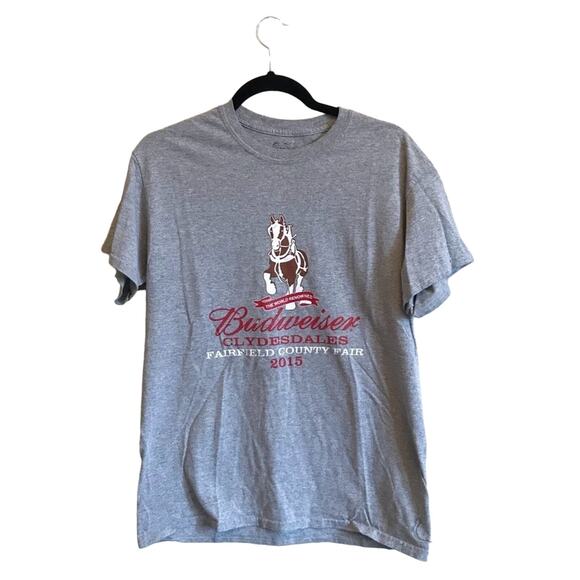 Budweiser M short sleeve t-shirt gray menswear horse beer casual - Picture 1 of 8